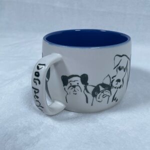 New! Anthropologie DOG PERSON 12 oz Coffee Mug Cup Stoneware Puppy Gift Blue/Wht